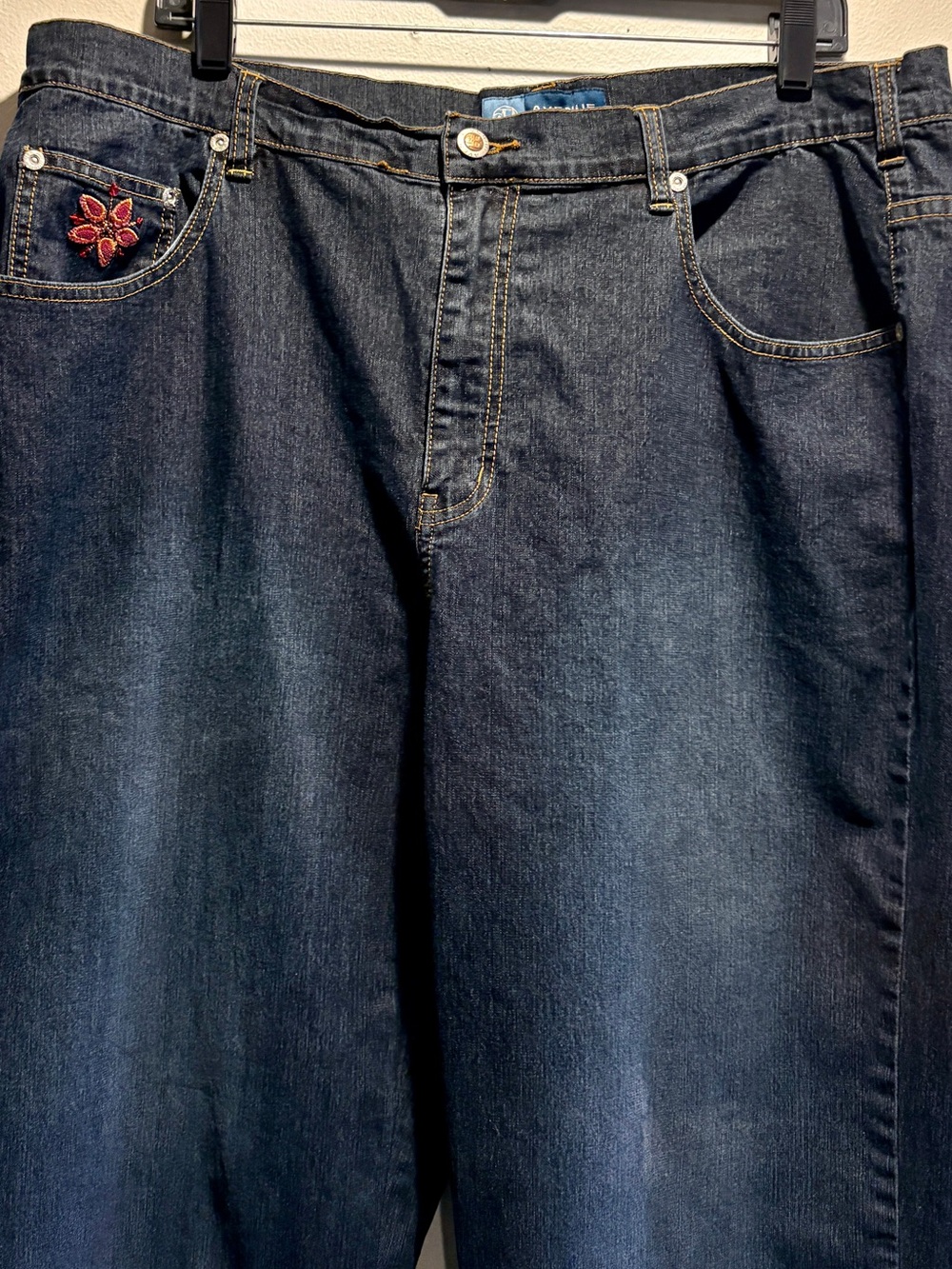 Boho Embroidered Straight Leg Jeans Size 18 | Y2K Cottagecore Floral Denim” - Picture 5 of 9